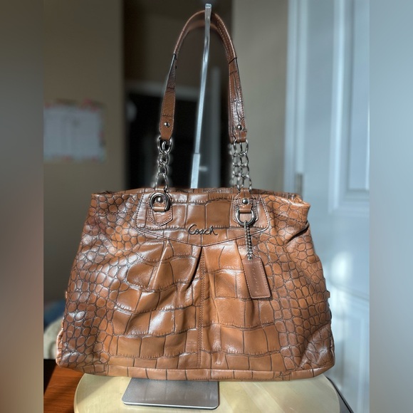 Coach Handbags - Coach Ashley Croc Embossed Leather Carry All satchel- Rehab